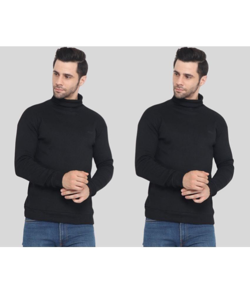     			EKOM Woollen Blend High Neck Men's Full Sleeves Pullover Sweater - Black ( Pack of 2 )
