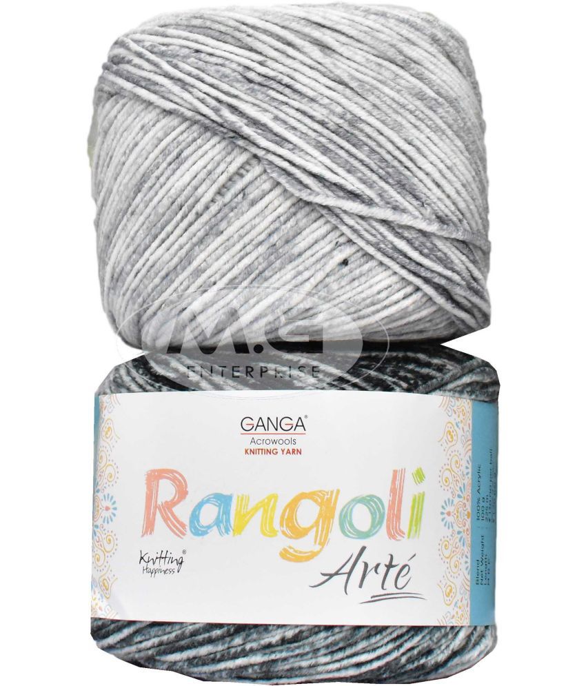     			GAN GA Rangoli Arte  Multi Grey 600 gmsWool Ball Hand knitting wool R Art-AEHH