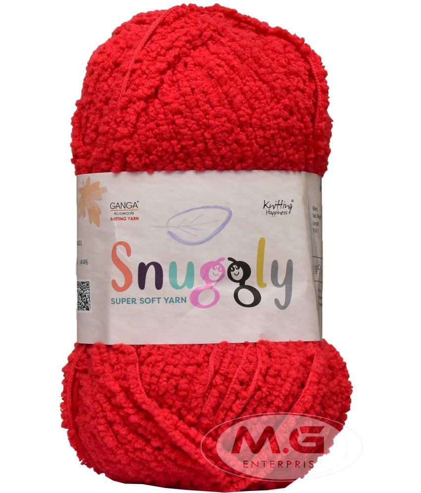     			GANGA Snuggly  Red 200 gms Wool Ball Hand knitting wool-B Art-AEEF