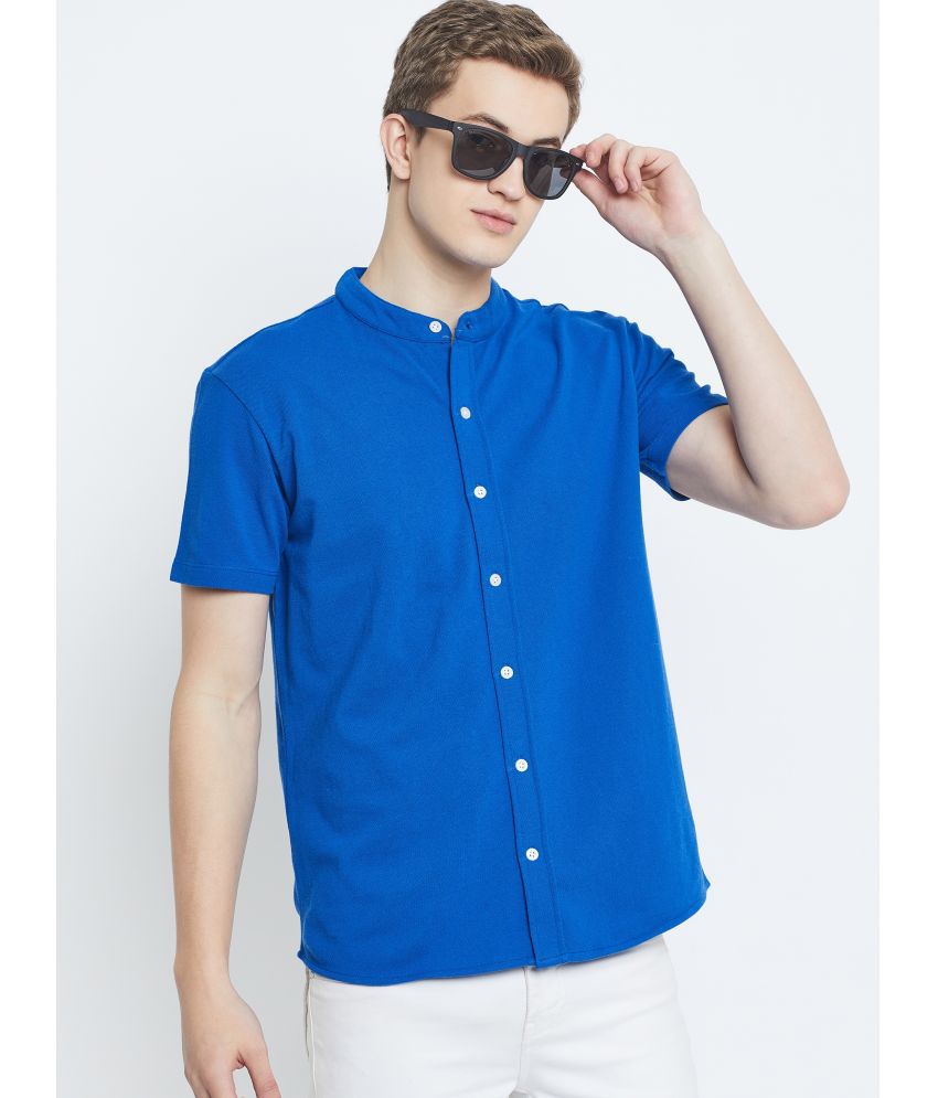     			GET GOLF Cotton Blend Regular Fit Solids Half Sleeves Men's Casual Shirt - Blue ( Pack of 1 )