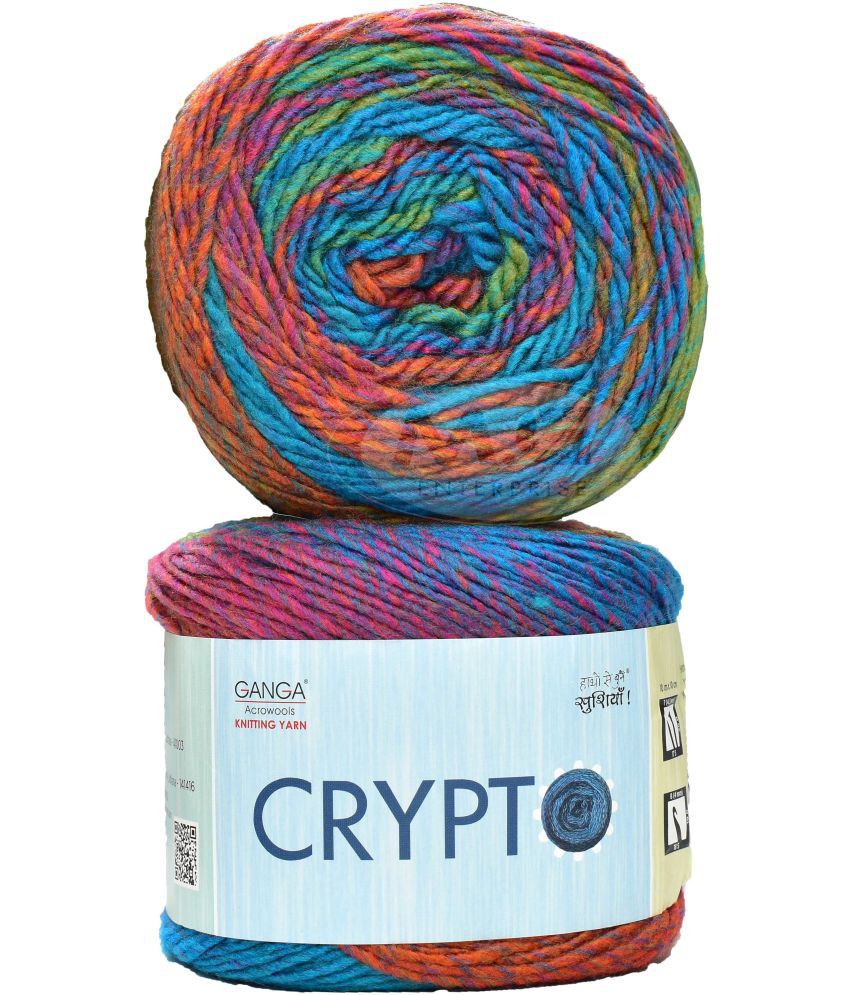     			Ganga Knitting Yarn Thick Chunky Wool, M_G Crypto Rainbow 200 gm