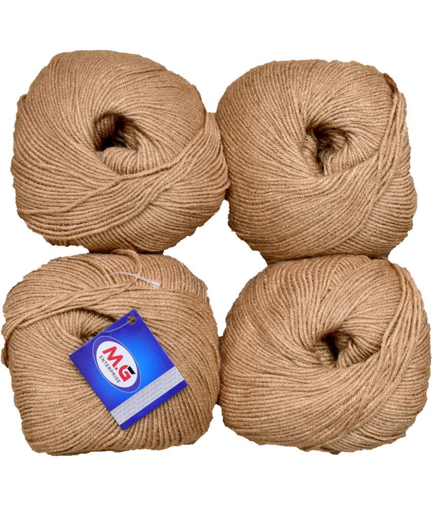     			Giggles LIght Brown (200 gm)  Wool Ball 50 gm each Hand knitting wool / Art Craft soft fingering crochet hook yarn, needle knitting yarn thread dyed