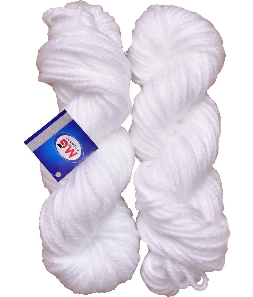     			JP White (200 gm) Knitting Yarn Thick Chunky Wool Hank Hand knitting wool / Art Craft soft fingering crochet hook yarn, needle knitting yarn thread dyed.
