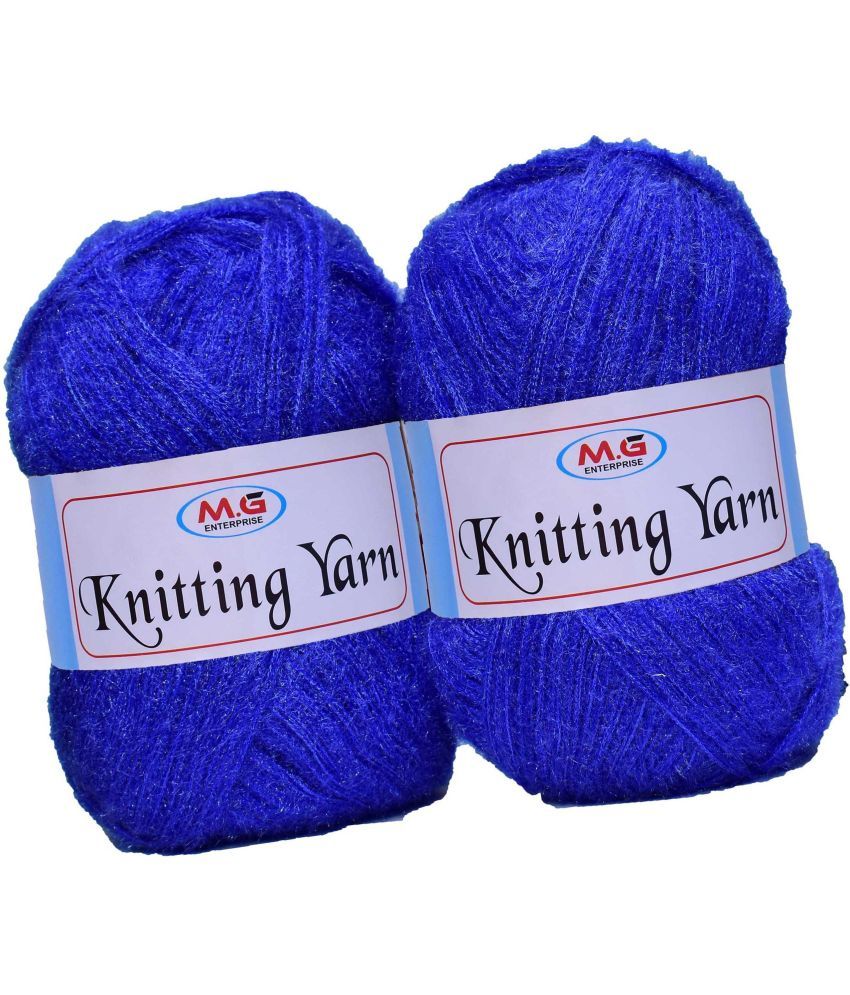     			Knitting Wool Yarn, Soft Fancy Feather Wool  Royal Blue 500 gm- Art-HFJ