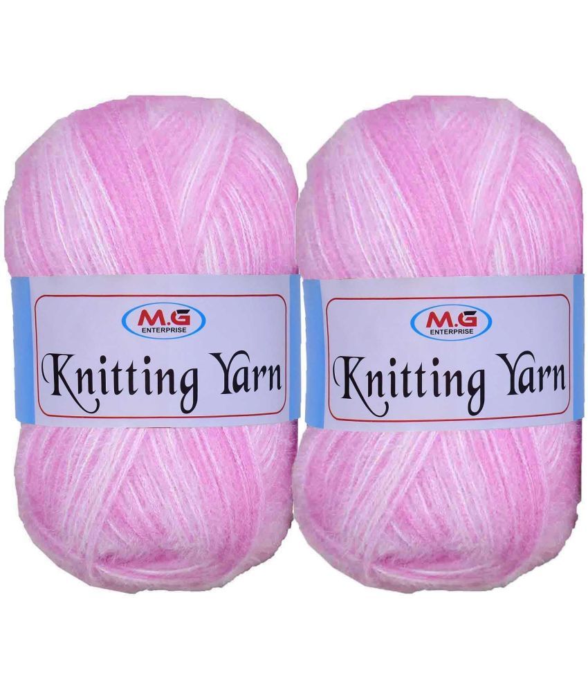     			Knitting Wool Yarn, Soft Fancy Feather Wool  Multi Pink 200 gm- Art-HEA