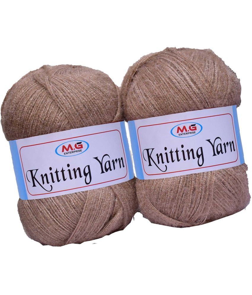     			Knitting Wool Yarn, Soft Fancy Feather Wool  chocolate 500 gm- Art-HFC