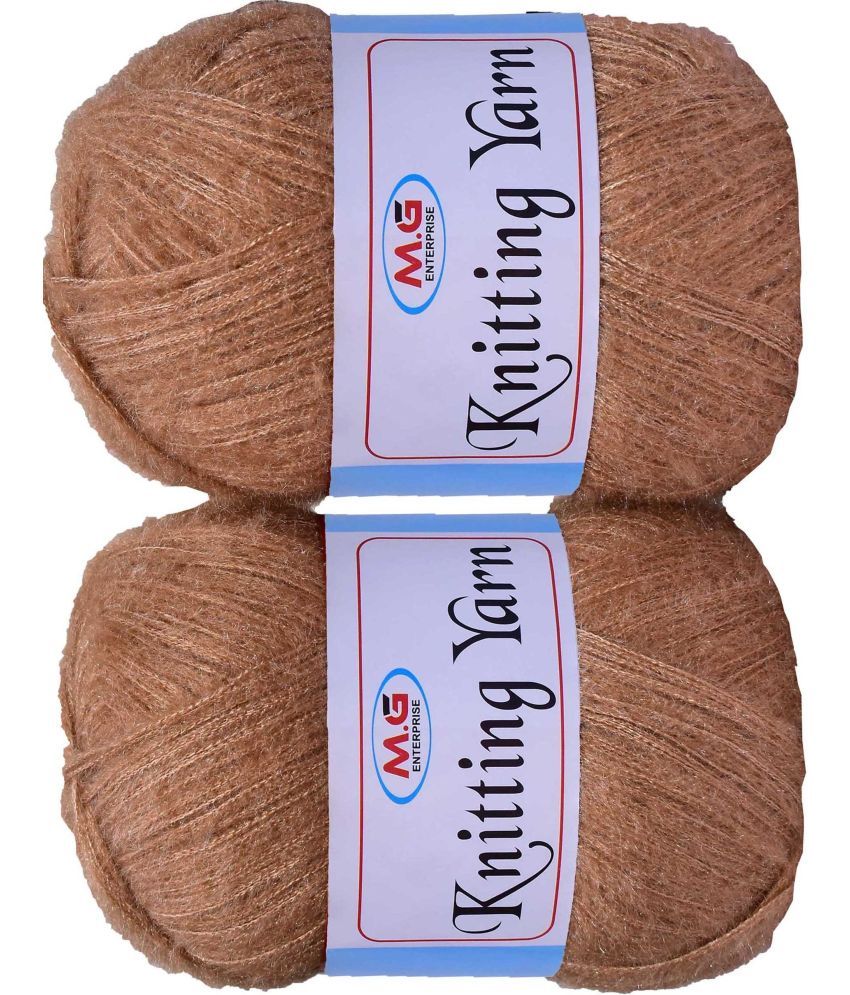     			Knitting Wool Yarn, Soft Fancy Feather Wool  Brown 400 gm- Art-HEG