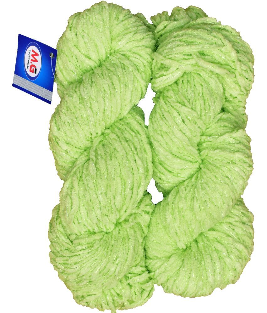     			Knitting Yarn Puff Knitting Yarn Thick Chunky Wool, Extra Soft Thick Grape Green 400 gm  Best Used with Knitting Needles, Crochet Needles Wool Yarn for Knitting.