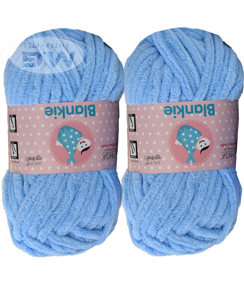     			Knitting Yarn Thick Chunky Wool, Blankie Sky Blue 300 gm  Best Used with Knitting Needles, Crochet Needles Wool Yarn for Knitting, With Needle.- Z AJ