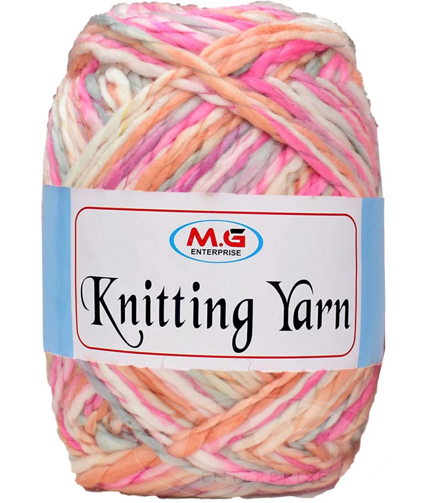     			Knitting Yarn Thick Chunky Wool,Sumo  Pink Grey  200 gms-DB Art-IFB