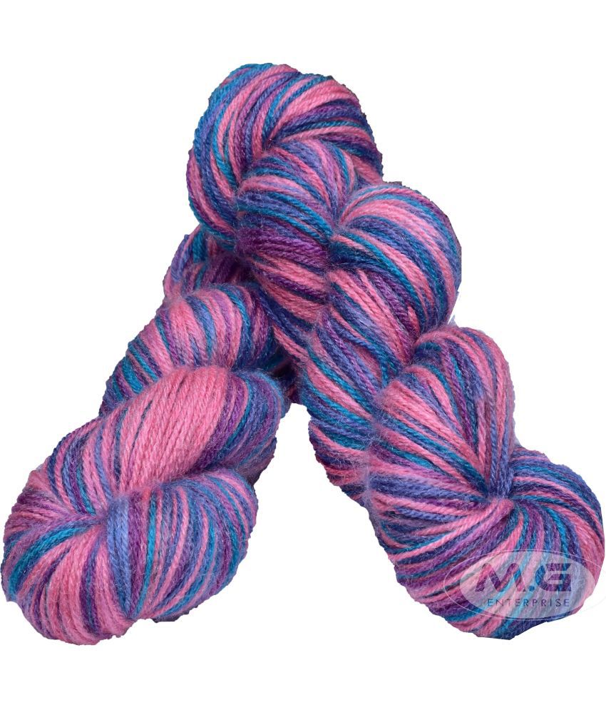     			Mircorangoli  Multi Lavender (200 gm)  Wool Hank Hand knitting wool / Art Craft soft fingering crochet hook yarn, needle knitting yarn thread dyed
