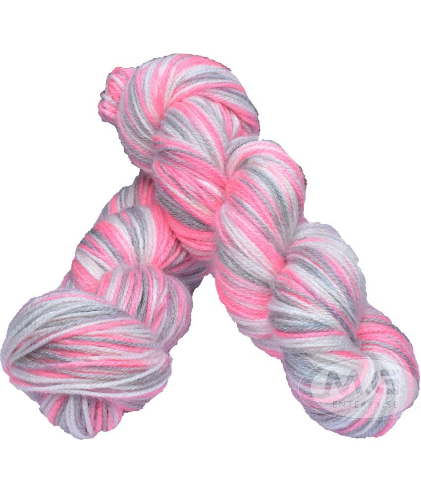    			Mircorangoli  Multi pink grey mix (300 gm)  Wool Hank Hand knitting wool / Art Craft soft fingering crochet hook yarn, needle knitting yarn thread dyed