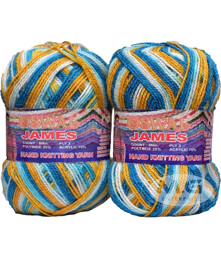     			Oswal James Knitting  Yarn Wool, Teal mix Ball 700 gm  Best Used with Knitting Needles, Crochet Needles  Wool Yarn for Knitting. By Oswa E FD