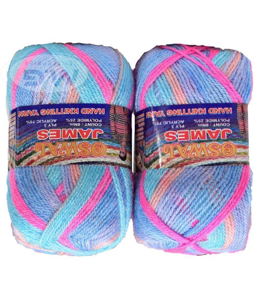     			Oswal James Knitting  Yarn Wool, Blue mix Ball 300 gm  Best Used with Knitting Needles, Crochet Needles  Wool Yarn for Knitting. By Oswa  P