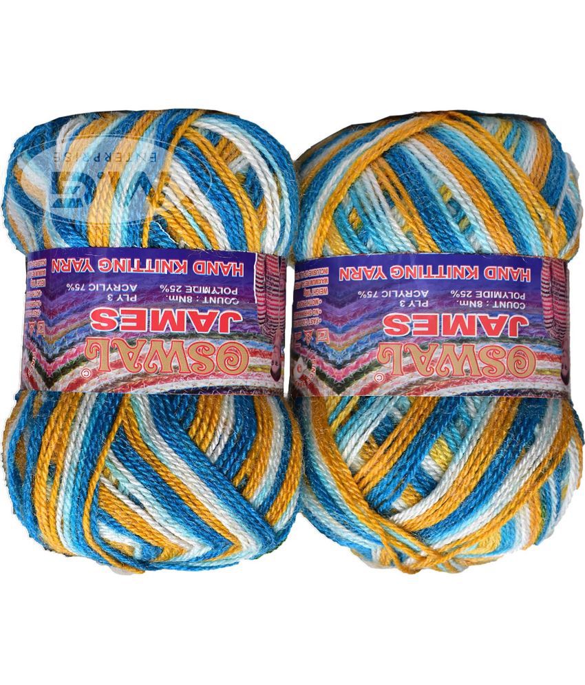     			Oswal James Knitting  Yarn Wool, Teal mix Ball 300 gm  Best Used with Knitting Needles, Crochet Needles  Wool Yarn for Knitting. By Oswa A BD