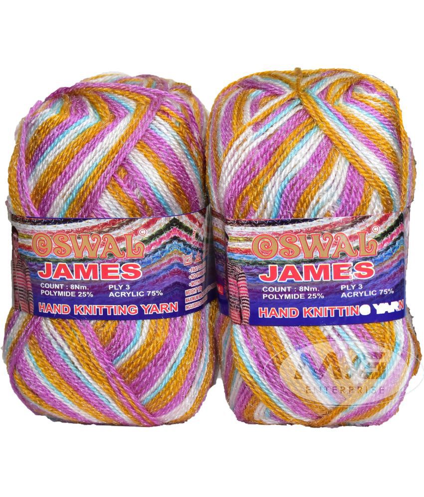     			Oswal James Knitting  Yarn Wool, Purple Mix Ball 700 gm  Best Used with Knitting Needles, Crochet Needles  Wool Yarn for Knitting. By Oswa A BC