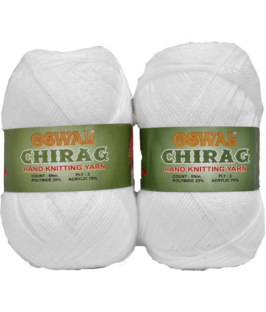     			Oswal KK_Chirag White (200 gm)  Wool Ball Hand knitting wool  X