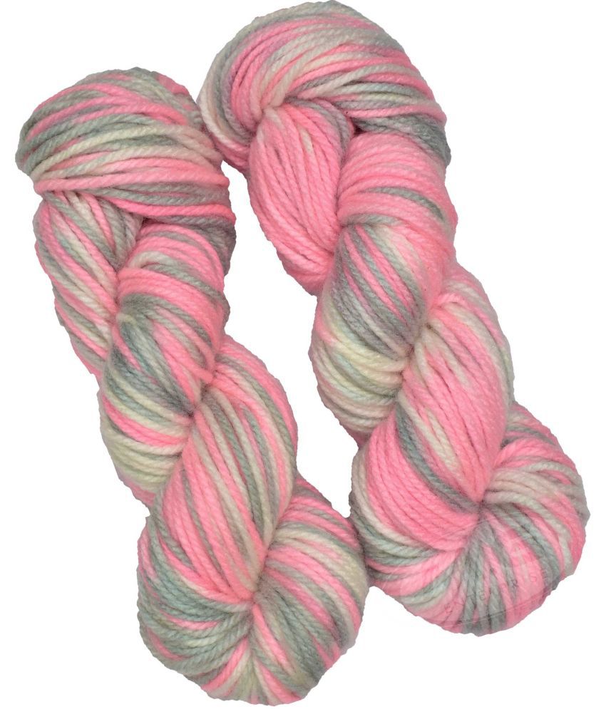     			Oswal Knitting Yarn Thick Chunky Wool, Pink Grey 400 gm ART - AAJG