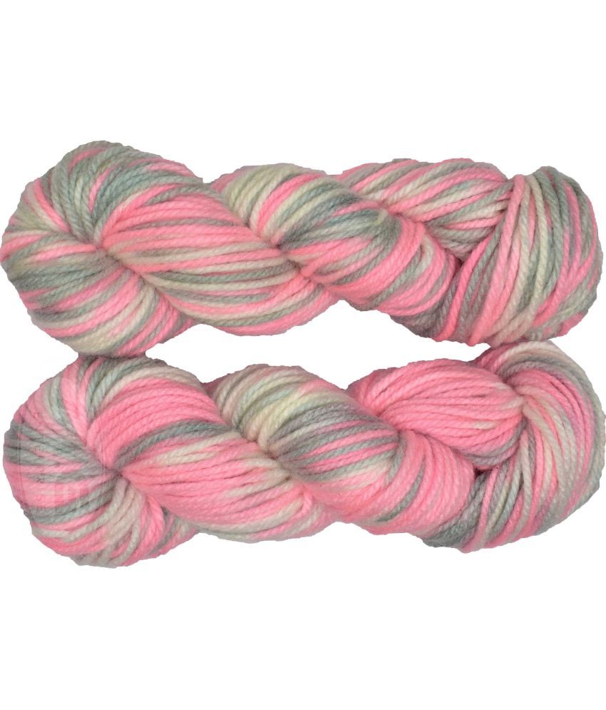     			Oswal Knitting Yarn Thick Chunky Wool, Pink Grey 200 gm ART - AAJG