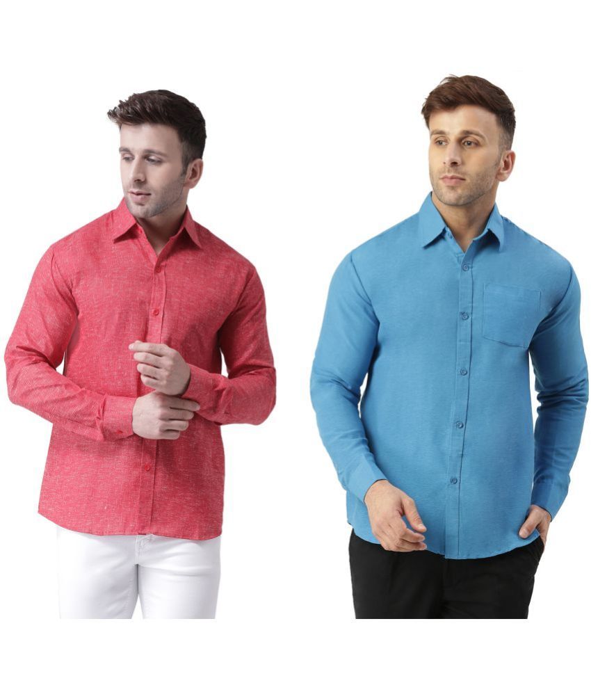     			RIAG 100% Cotton Regular Fit Solids Full Sleeves Men's Casual Shirt - Blue ( Pack of 2 )