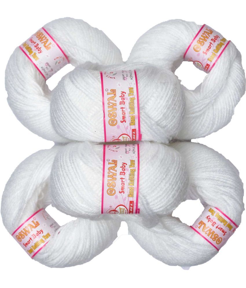     			Represents Oswal 100% Acrylic Wool White (8 pc) Baby Soft Yarn ART - HG