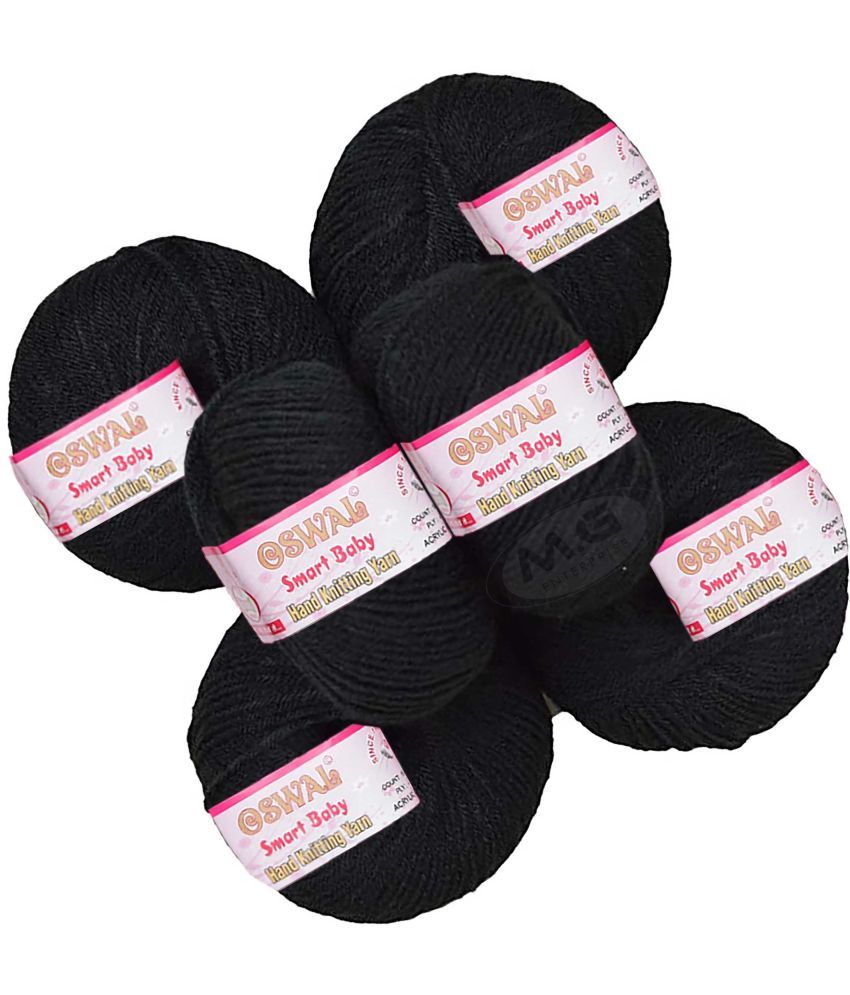     			Represents Oswal 100% Acrylic Wool Black (12 pc) Baby Soft Yarn ART - FF