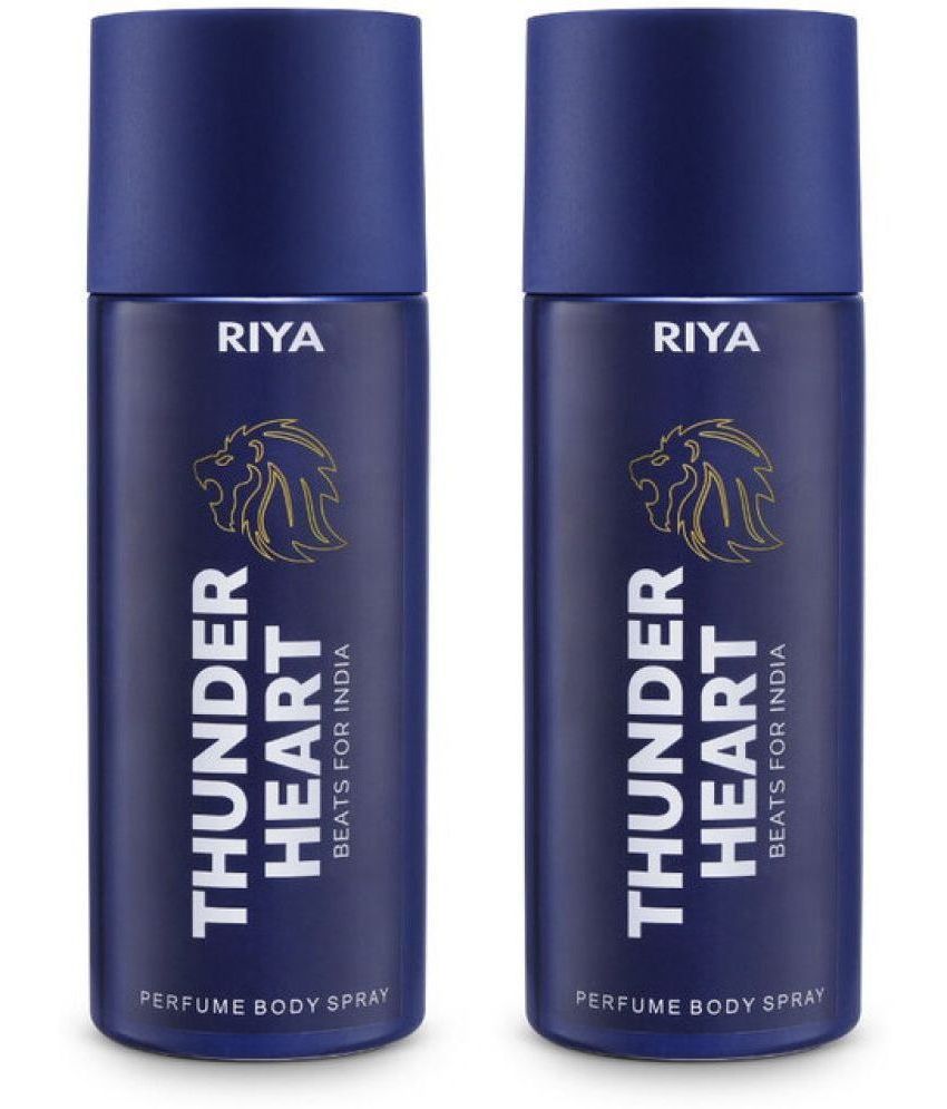     			Riya Thunder Heart Blue Perfume Body Spray for Men 300 ml ( Pack of 2 )