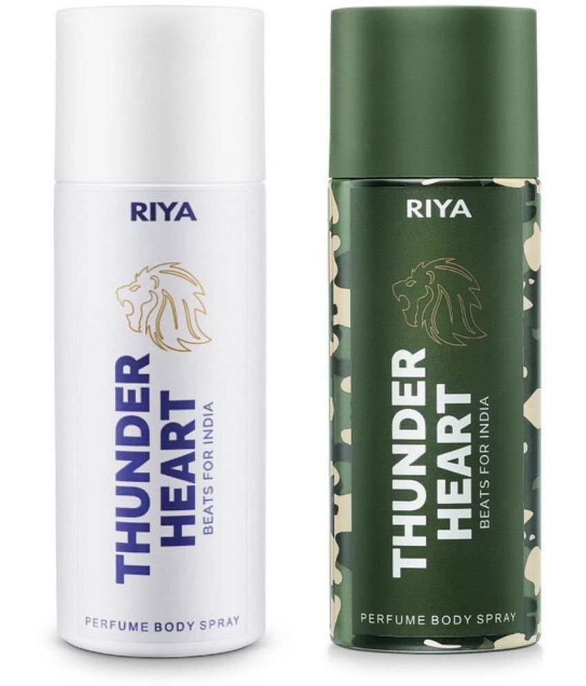     			Riya Thunder Heart White & Green Deodorant Spray & Perfume For Men 300 ( Pack of 2 )