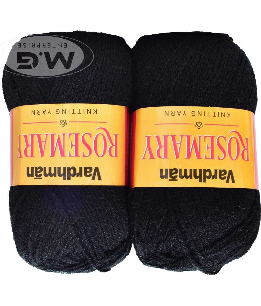     			Rosemary Black (400 gm)  Wool Ball Hand knitting wool / Art Craft soft fingering crochet hook yarn, needle knitting yarn thread dyed- P QN