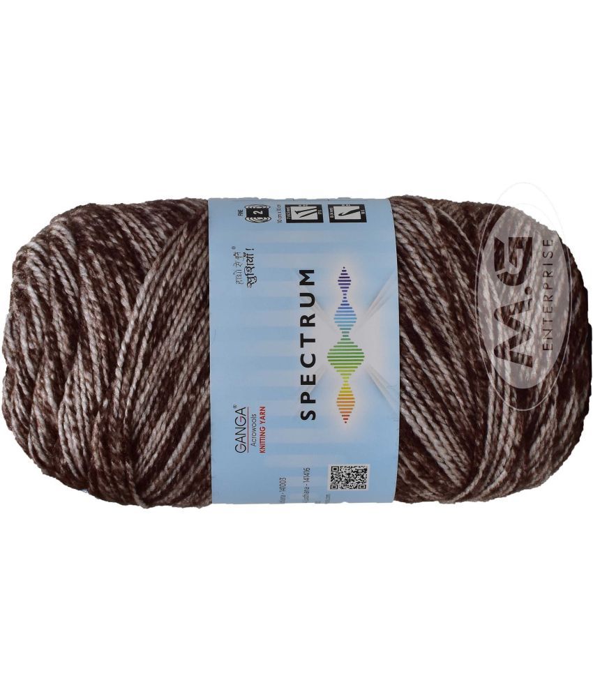     			Spectrum Carbon Brown Mix (500 gm)  Wool Ball Hand knitting wool / Art Craft soft fingering crochet hook yarn, needle knitting , With Needle.- H IH