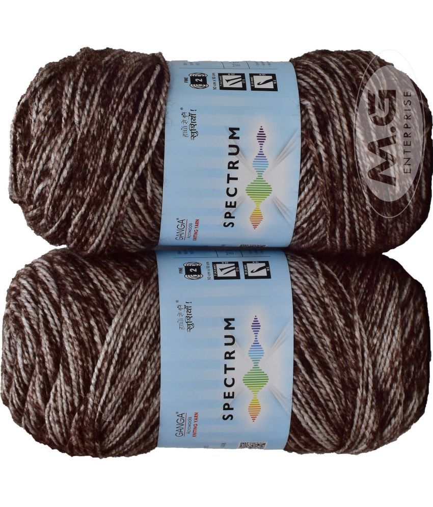     			Spectrum Carbon Brown Mix (500 gm) Wool Ball Hand knitting wool / Art Craft soft fingering crochet hook yarn, needle knitting , With Needle.-O