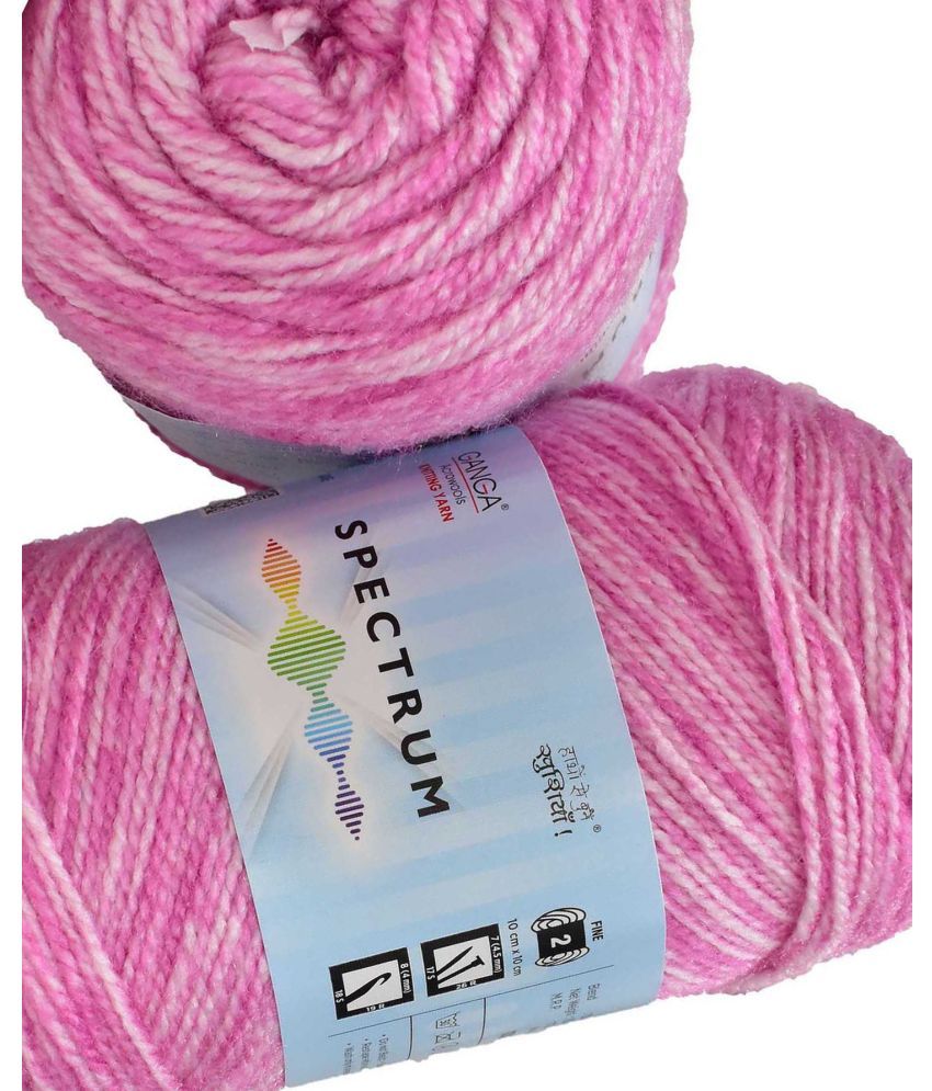     			Spectrum Pink Mix (400 gm) Wool Ball Hand knitting wool / Art Craft soft fingering crochet hook yarn, needle knitting , With Needle.-P