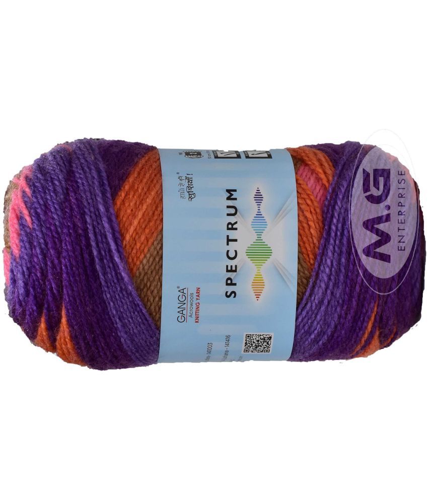     			Spectrum Purple Mix (500 gm)  Wool Ball Hand knitting wool / Art Craft soft fingering crochet hook yarn, needle knitting , With Needle.- J KG