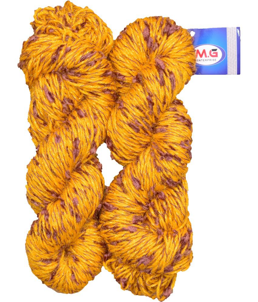     			Veronica Yellow Brown (200 gm)  Wool Hank Hand knitting wool / Art Craft soft fingering crochet hook yarn, needle knitting yarn thread dyed