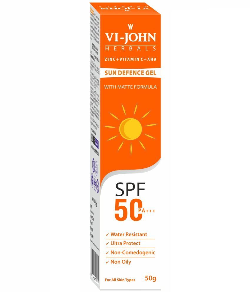     			VI-JOHN Sunscreen SPF 50 PA+++ Matte Gel , AHA & Zinc For UVA/UVB Protection, Non Greasy 50 g