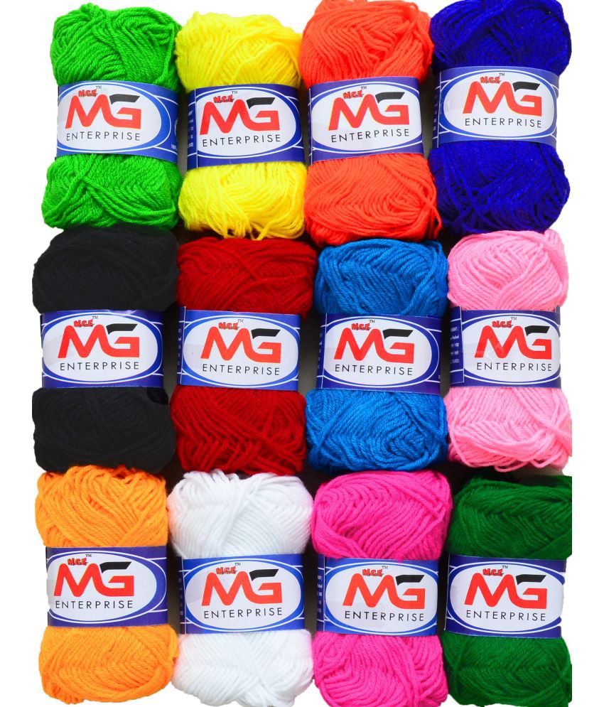     			Wool Combo 1 (12 pc) M.G  Wool Ball Hand Knitting Wool/Art Craft  Fingering Crochet Hook Yarn, Needle Knitting Yarn Thread Dyed