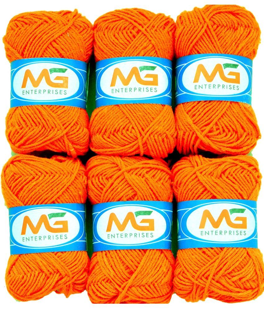     			Wool Orange (6 pc) M.G  Wool Ball Hand Knitting Wool/Art Craft  Fingering Crochet Hook Yarn, Needle Knitting Yarn Thread Dyed