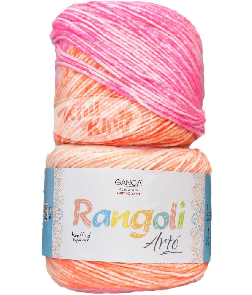     			GAN GA Rangoli Arte  Multi Roe 400 gm Wool Ball Hand knitting wool N Art-AEHD