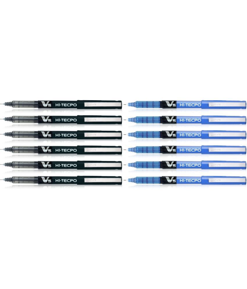     			Pilot Hi-tecpoint V5 - 6 Blue and 6 Black Roller Ball Pen