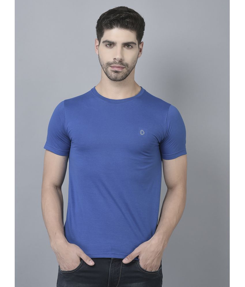     			Dollar Cotton Blend Regular Fit Solid Half Sleeves Men's T-Shirt - Blue ( Pack of 1 )