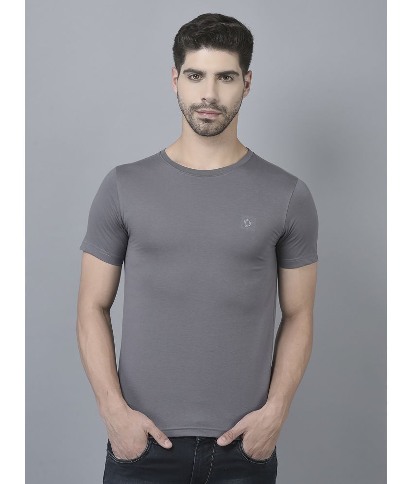     			Dollar Cotton Blend Regular Fit Solid Half Sleeves Men's T-Shirt - Grey ( Pack of 1 )