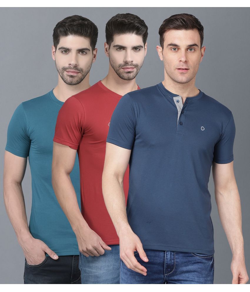     			Dollar Cotton Blend Regular Fit Solid Half Sleeves Men's T-Shirt - Multicolor ( Pack of 3 )