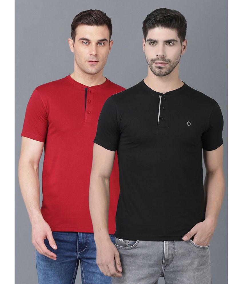     			Dollar Cotton Blend Regular Fit Solid Half Sleeves Men's T-Shirt - Multicolor ( Pack of 2 )