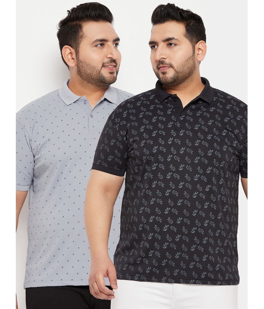     			MXN Cotton Blend Regular Fit Printed Half Sleeves Men's Polo T Shirt - Black ( Pack of 2 )