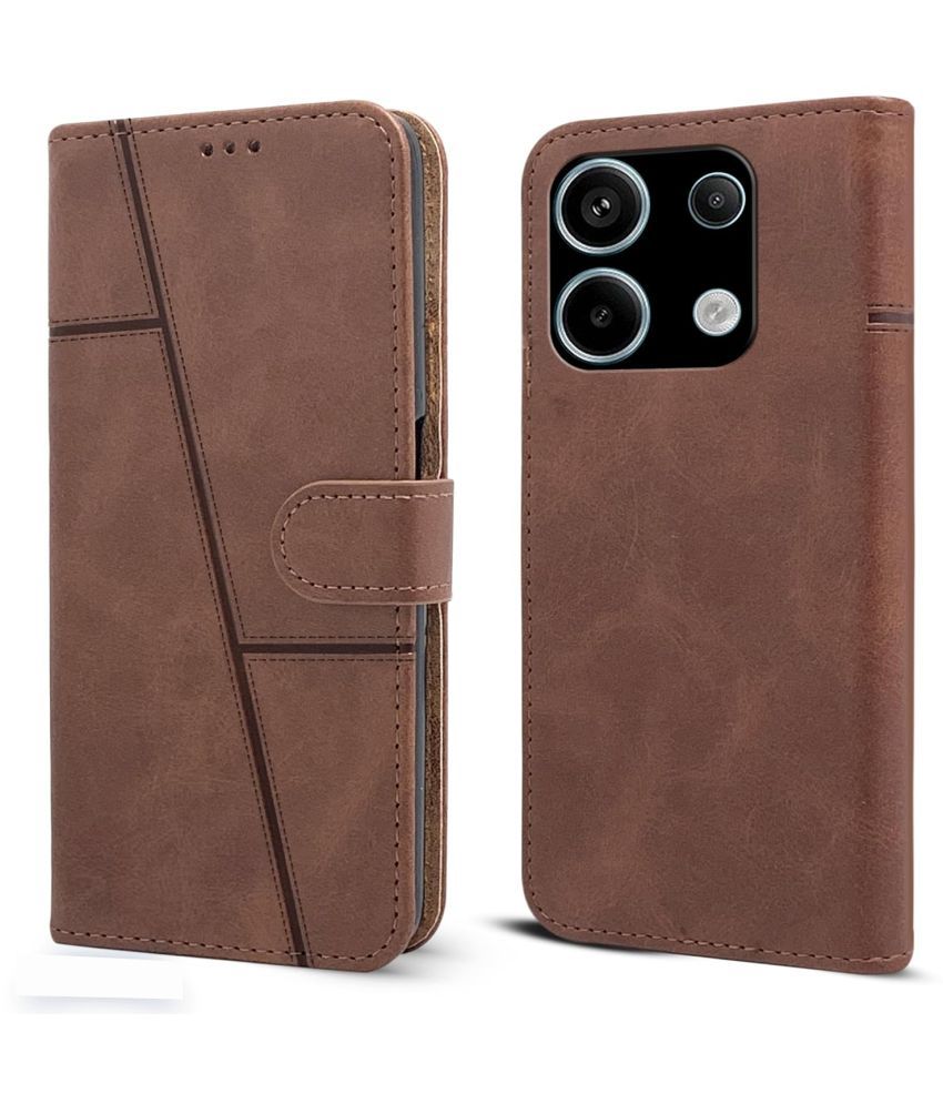     			NBOX Brown Flip Cover Artificial Leather Compatible For Xiaomi Redmi Note 13 Pro 5G ( Pack of 1 )