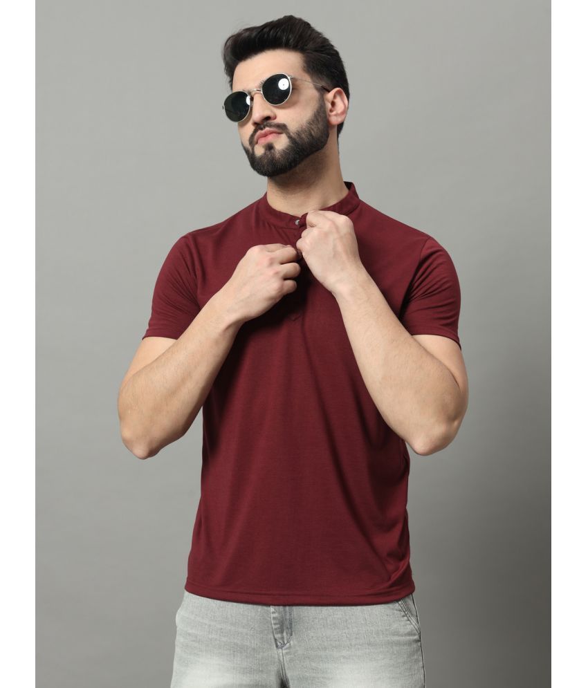     			OGEN Cotton Blend Regular Fit Solid Half Sleeves Men's T-Shirt - Wine ( Pack of 1 )