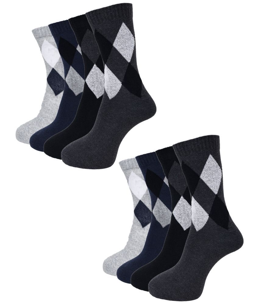     			Dollar Cotton Blend Men's Printed Navy Blue Mid Length Socks ( Pack of 8 )
