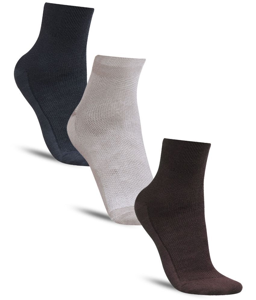     			Dollar Cotton Blend Men's Solid Brown Ankle Length Socks ( Pack of 3 )