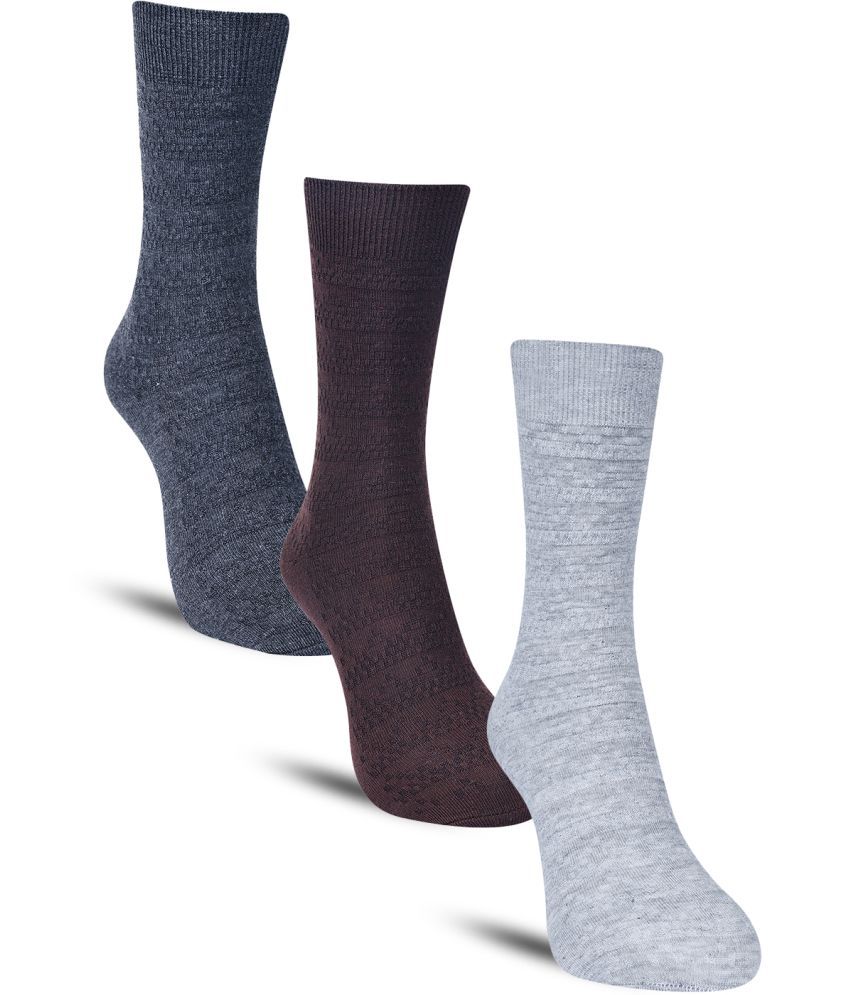     			Dollar Cotton Blend Men's Self Design Multicolor Mid Length Socks ( Pack of 3 )