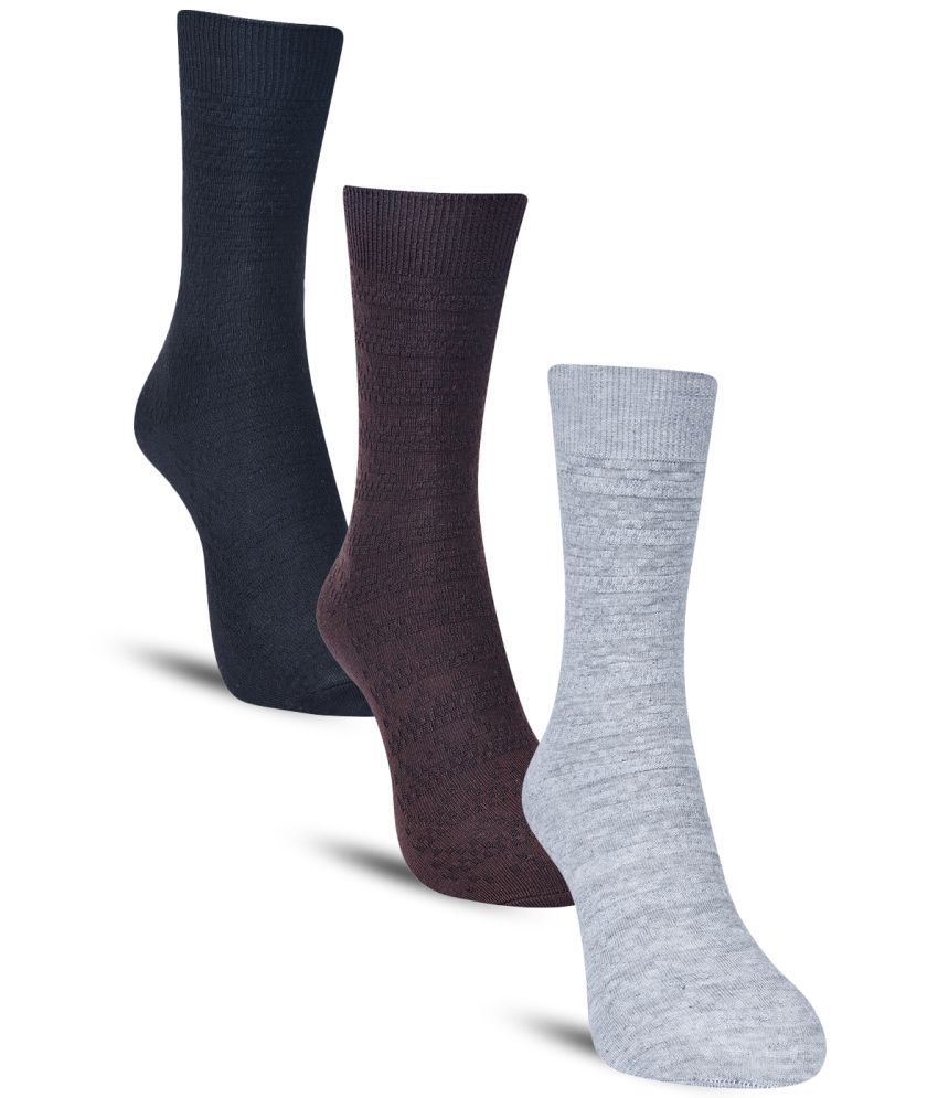     			Dollar Cotton Blend Men's Self Design Multicolor Mid Length Socks ( Pack of 3 )